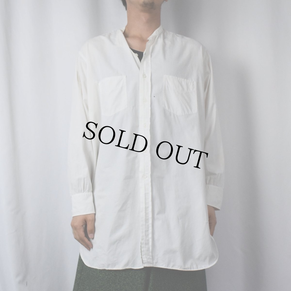 画像2: 40~50's Brohard-Rainer デタッチャブルカラー×マチ付き ドレスシャツ (2)