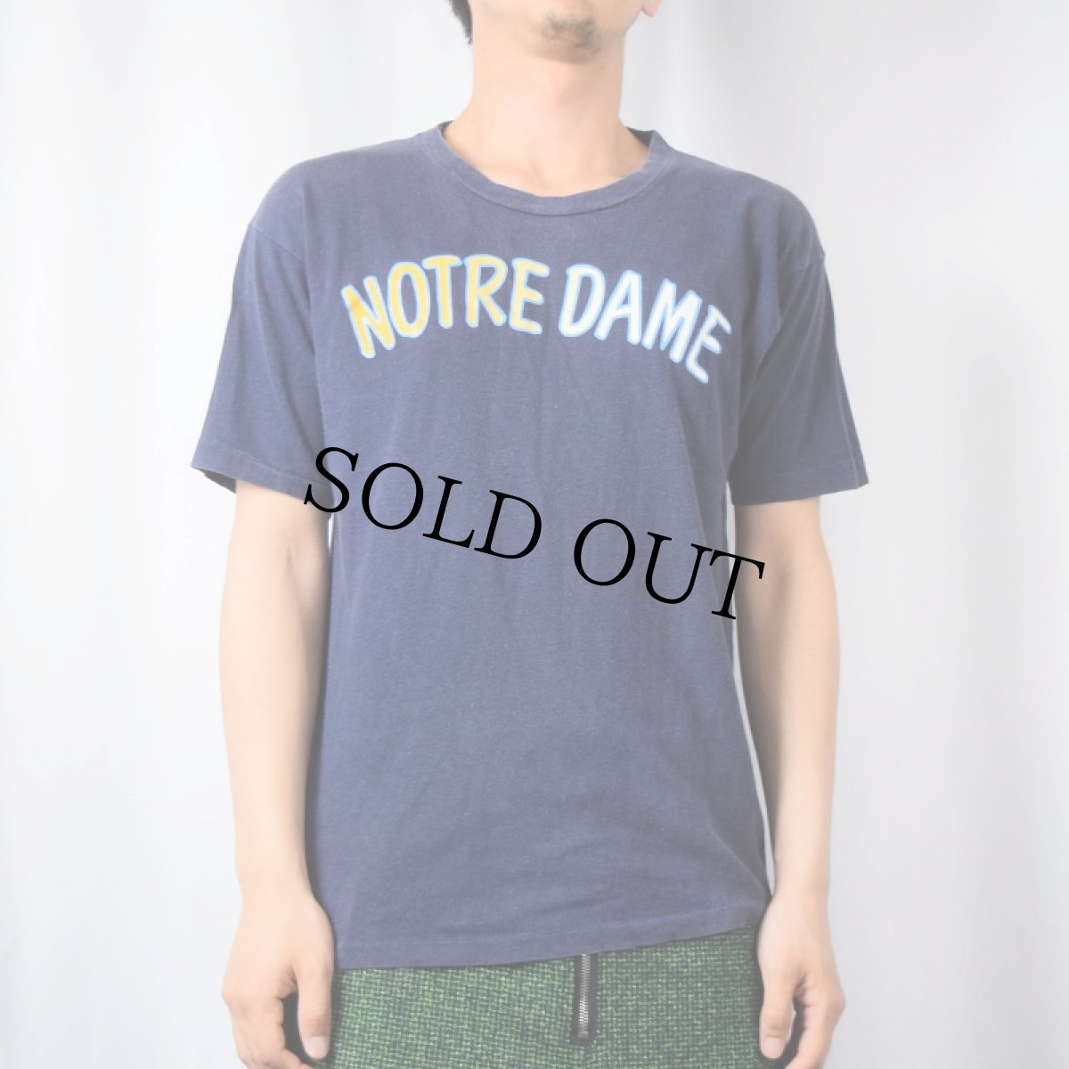 画像2: 70's Champion USA製 バータグ "NOTRE DAME" プリントTシャツ NAVY L (2)