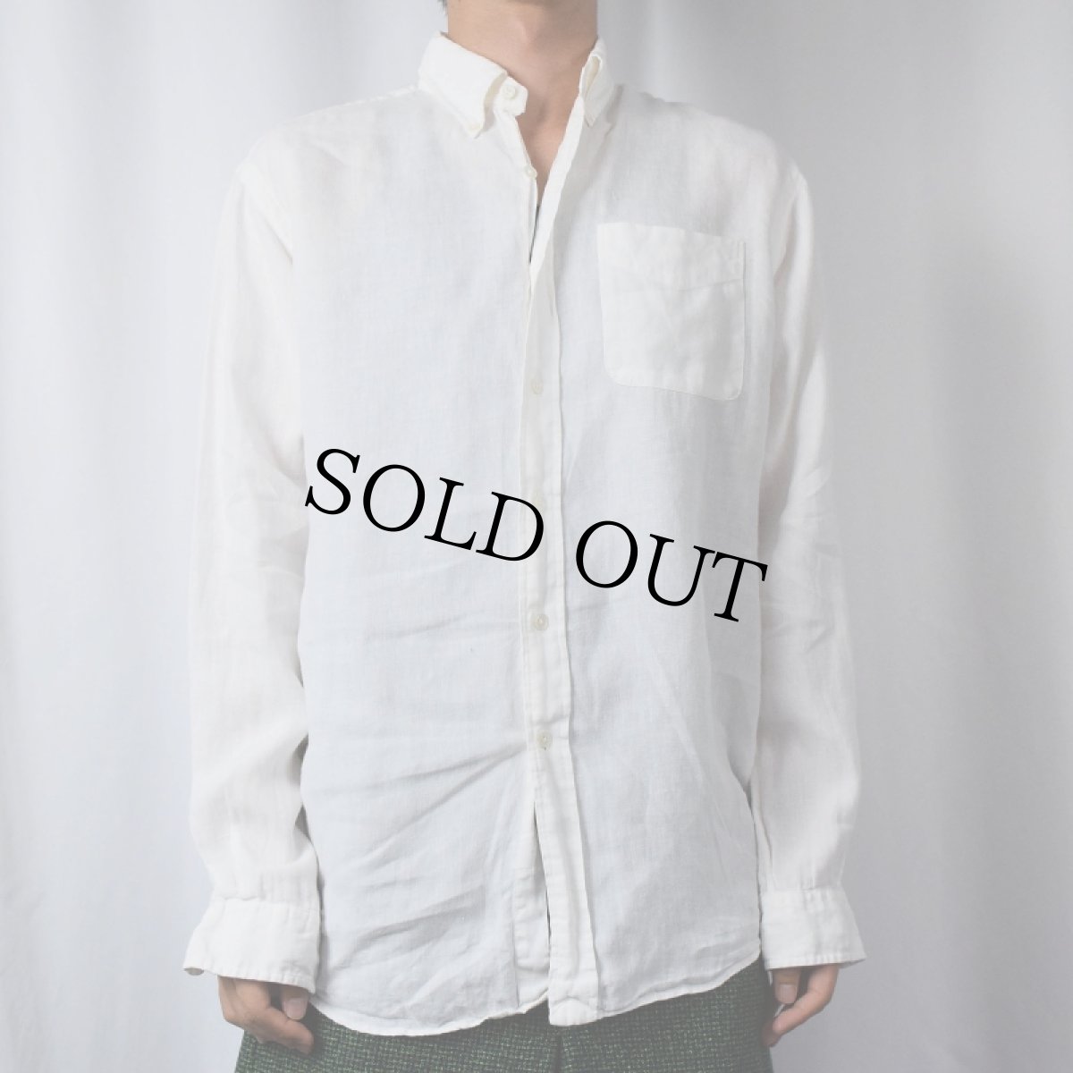 画像2: Ralph Lauren "Custom Fit Fine Linen" リネンボタンダウンシャツ M (2)