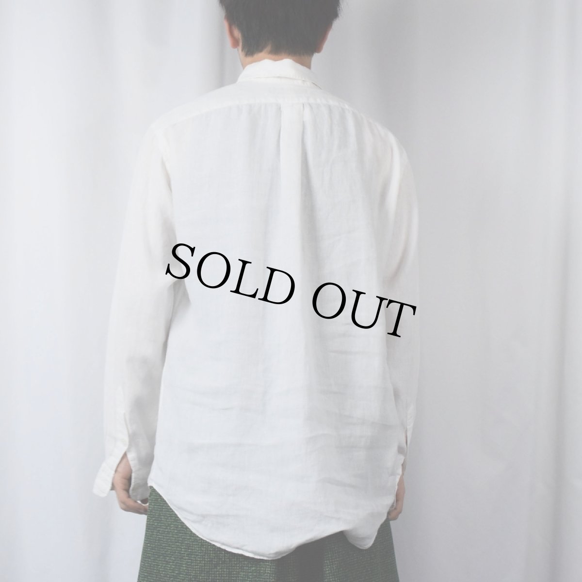 画像3: Ralph Lauren "Custom Fit Fine Linen" リネンボタンダウンシャツ M (3)