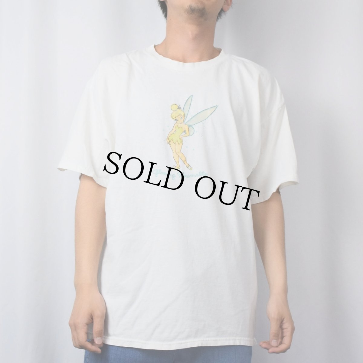 画像2: Disney "Tinker Bell" キャラクター ラメプリントTシャツ XL (2)