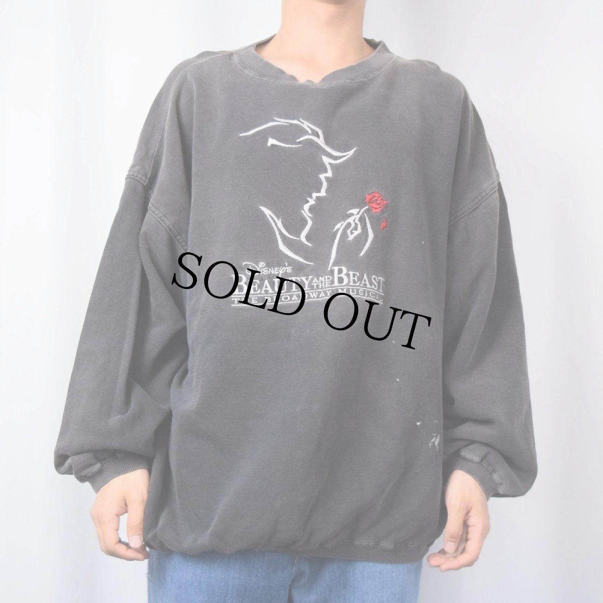 画像2: 90's Disney USA製 "BEAUTY AND THE BEAST" ミュージカル刺繍スウェット XL (2)