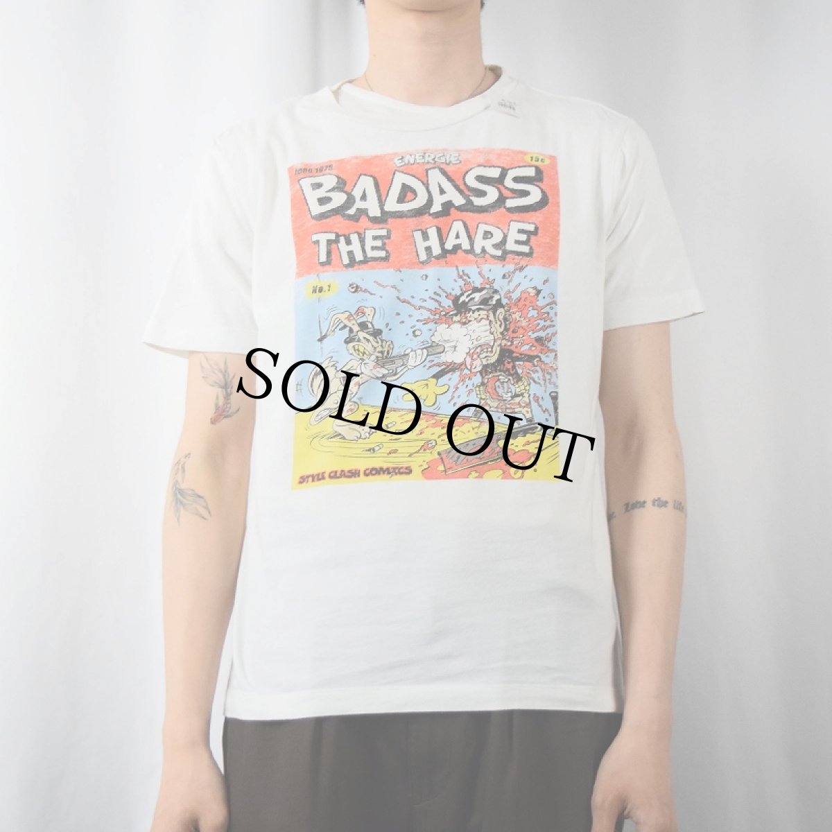 画像2: ENERGIE "BADASS THE HARE" イラストプリントTシャツ S (2)