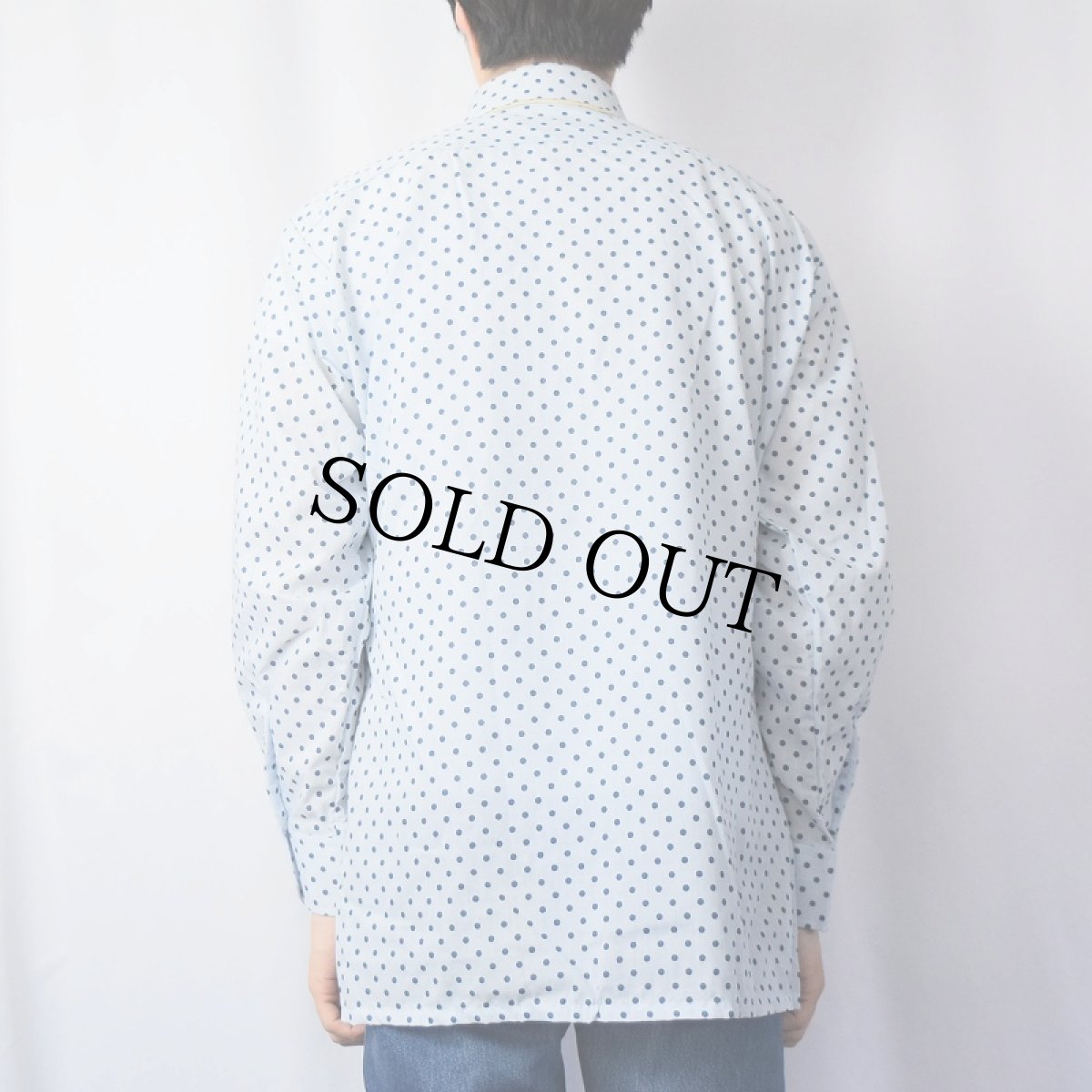 画像3: 70's Alexanders KOREA製 ドット柄 コットン×ポリエステル シャツ L DEADSTOCK (3)