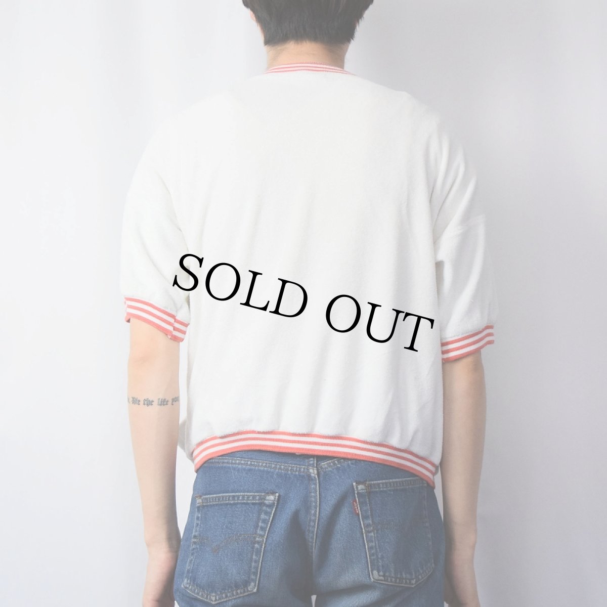 画像3: 80's Jantzen USA製 パイル 半袖ジップジャケット L (3)