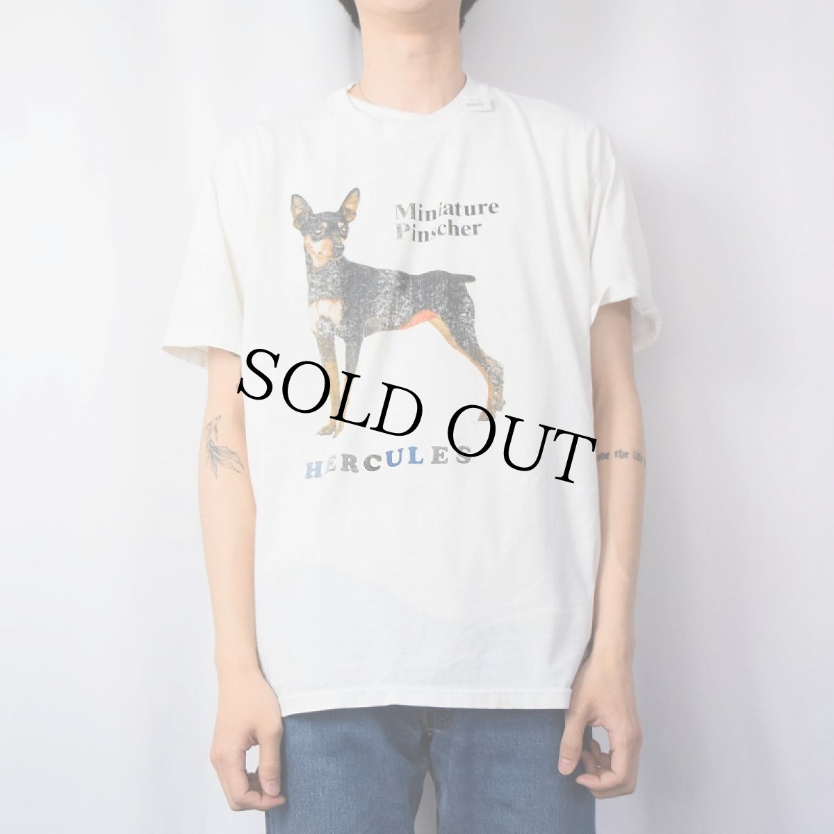 画像2: 90's〜 Miniature Pinscher 犬プリントTシャツ L (2)