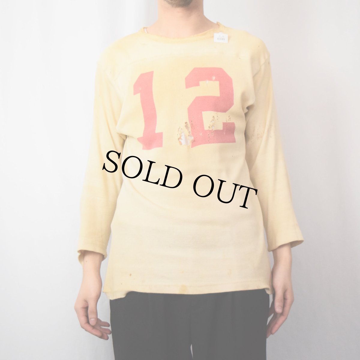 画像3: 50's〜 "12" 染み込みプリント フットボールTシャツ (3)
