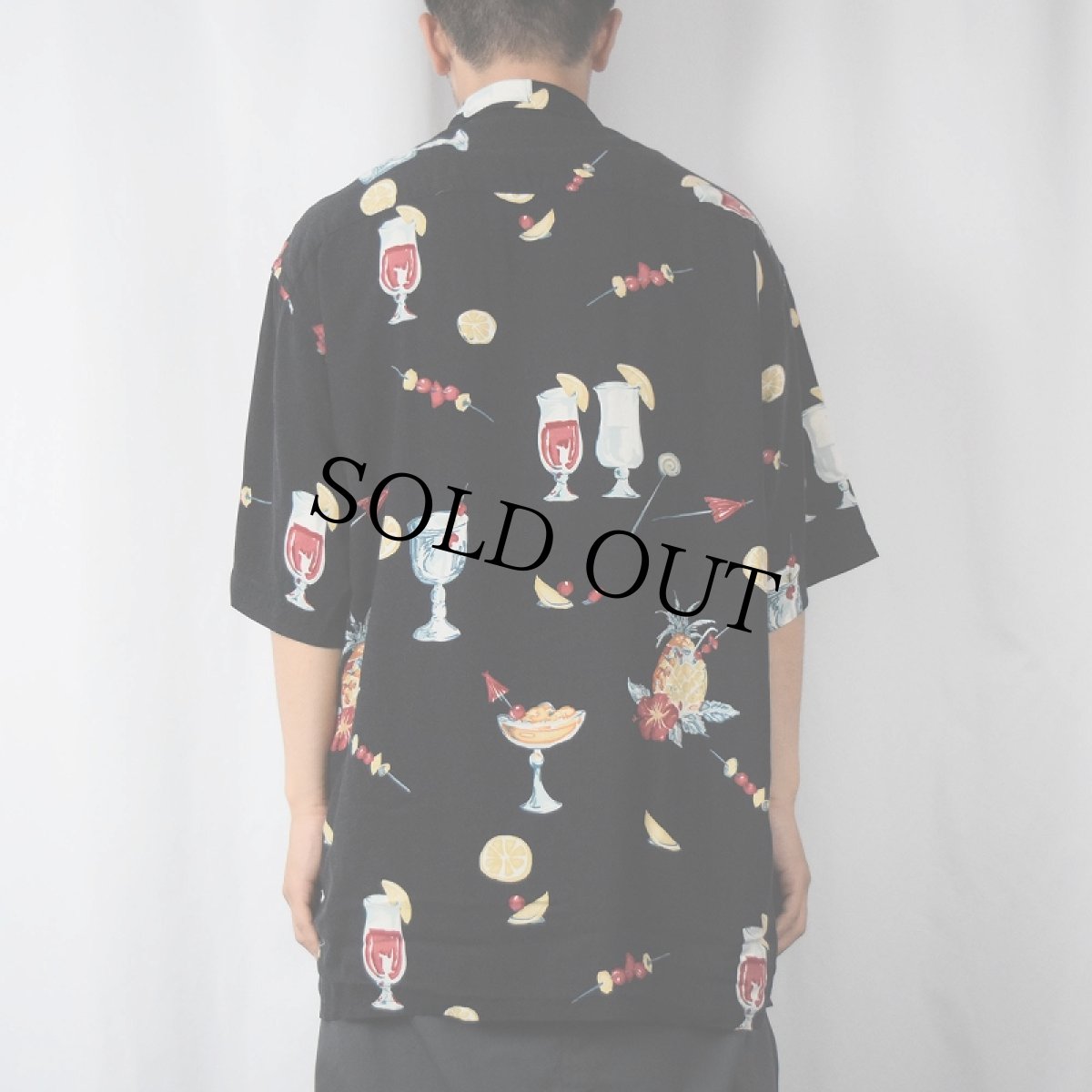 画像3: 80's CAMPIA MODA KOREA製 カクテル柄 レーヨンシャツ L (3)