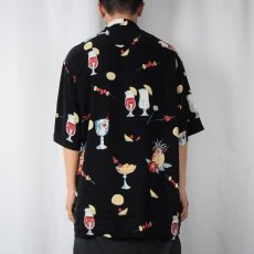 画像3: 80's CAMPIA MODA KOREA製 カクテル柄 レーヨンシャツ L (3)