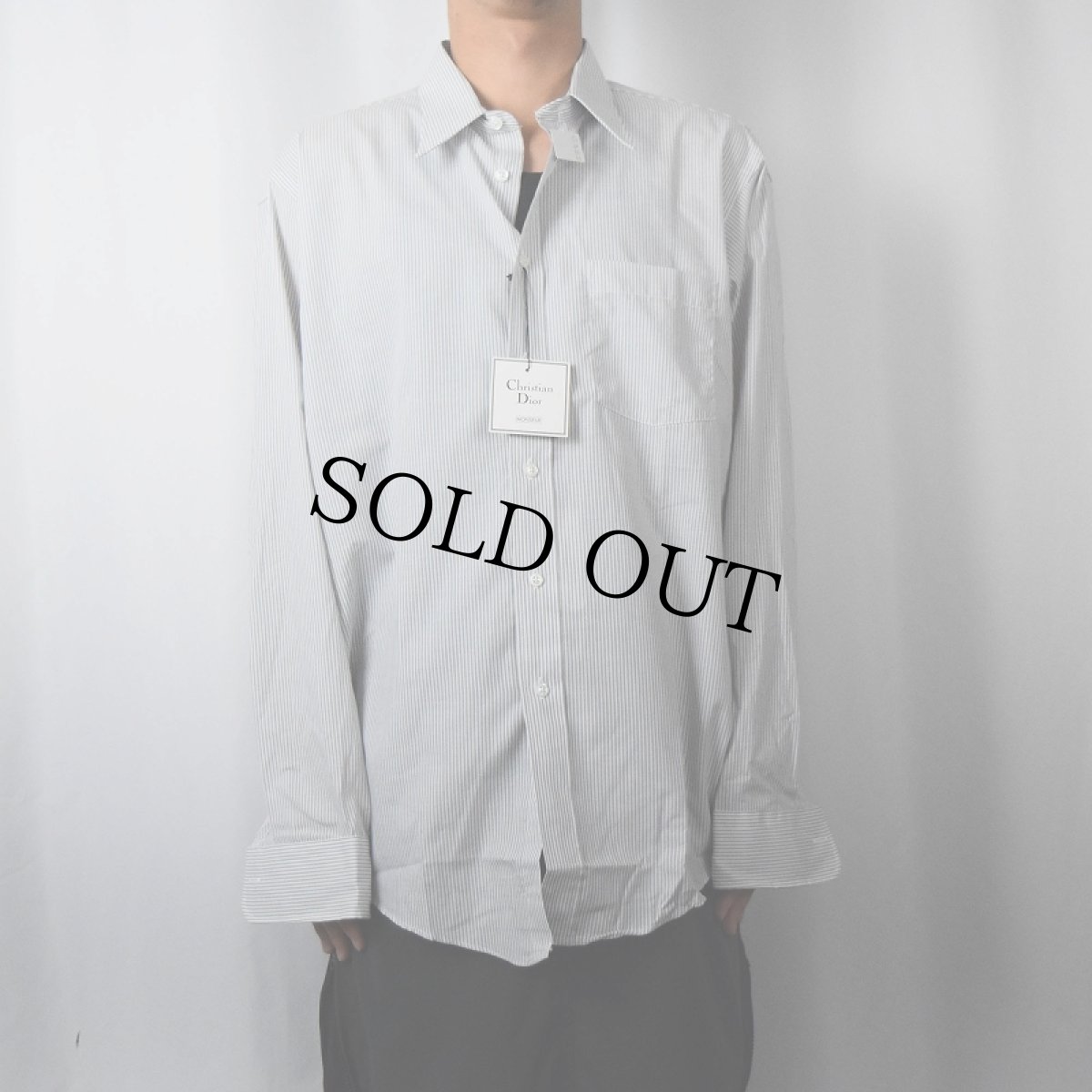 画像2: 80〜90's Christian Dior MONSIEUR USA製 ストライプ柄 シャツ DEADSTOCK 17 34-35 (2)