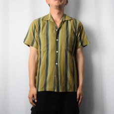 画像2: 60〜70's Manhattan DOCOMA マルチストライプ柄 コットンオープンカラーシャツ S (2)