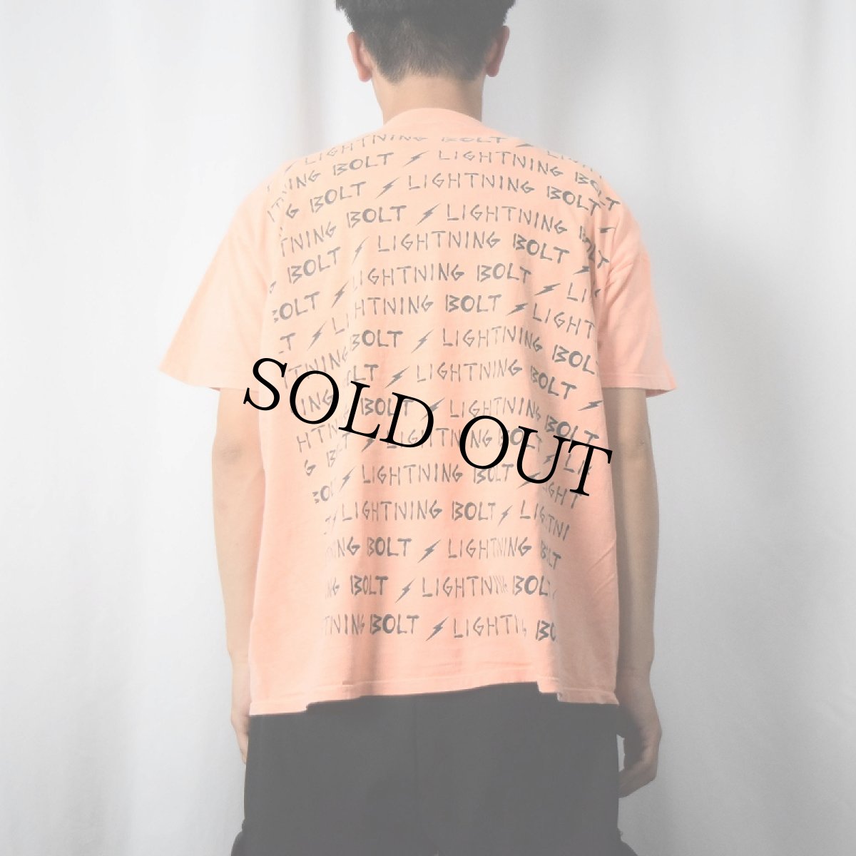 画像4: 90's LIGHTNING BOLT USA製 後染め サーフブランド プリントTシャツ XL (4)