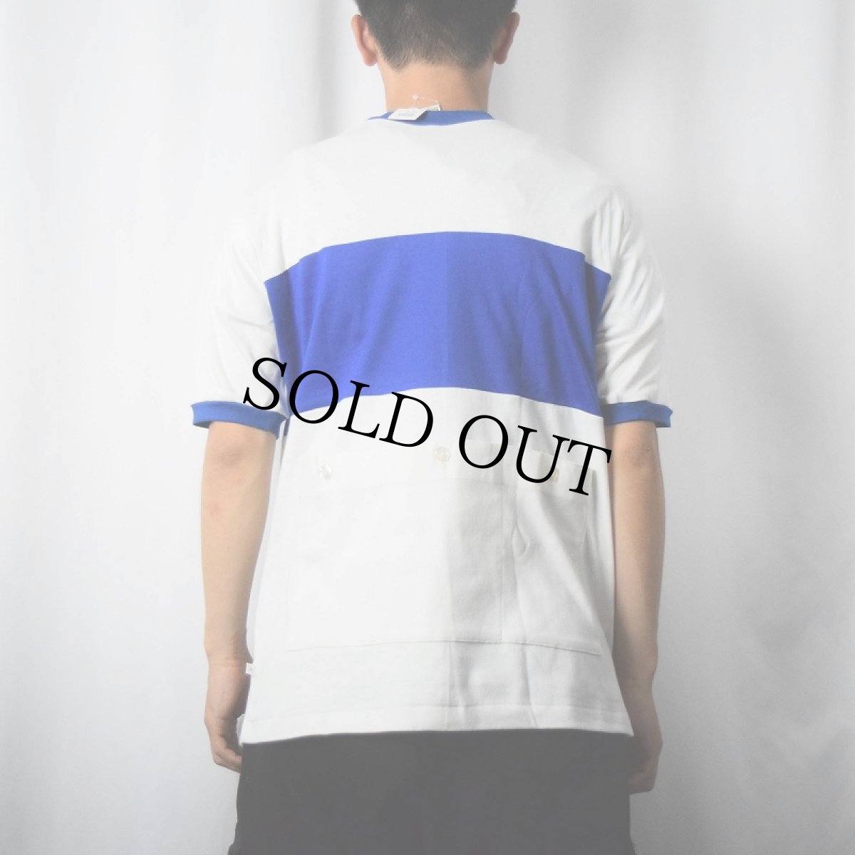 画像5: 70's HANG TEN ロゴ刺繍 切り替えデザイン サイクリングシャツ L (5)