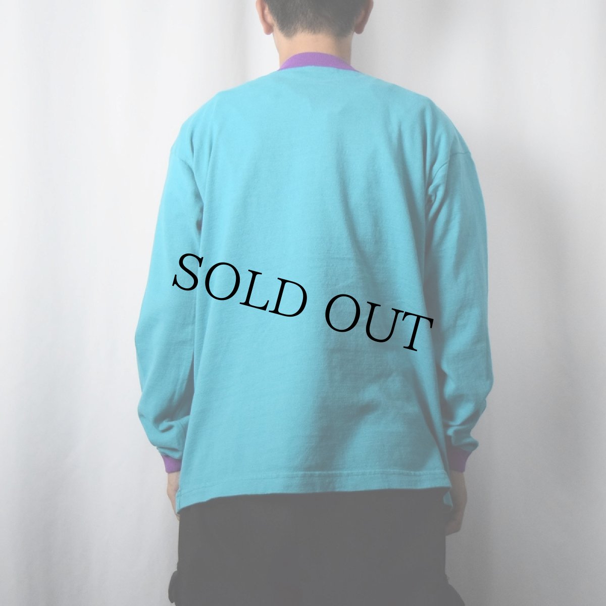 画像4: 90's L.L.Bean USA製 2トーン ヘンリーネックロンT L (4)