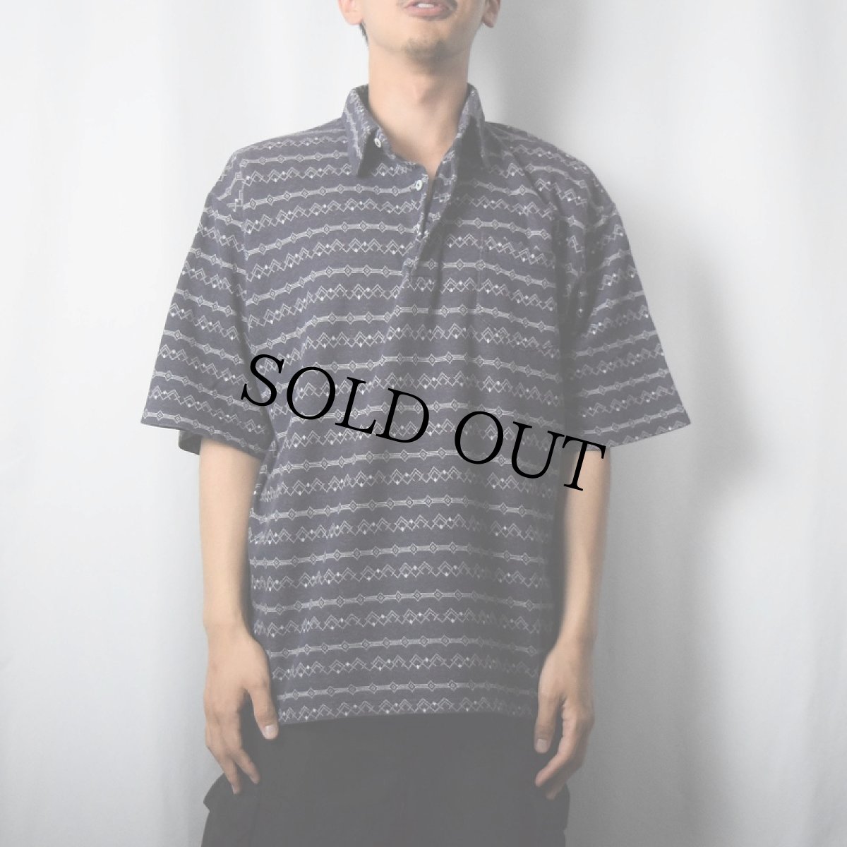 画像3: 90's POLO Ralph Lauren USA製 総柄 ジャガードニットポロシャツ L (3)