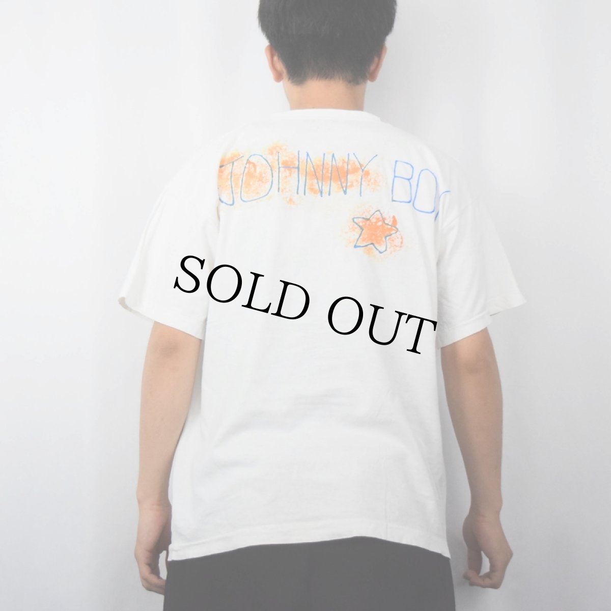 画像4: 90's "JOHNNY BOY"  ハンドペイント Tシャツ L (4)