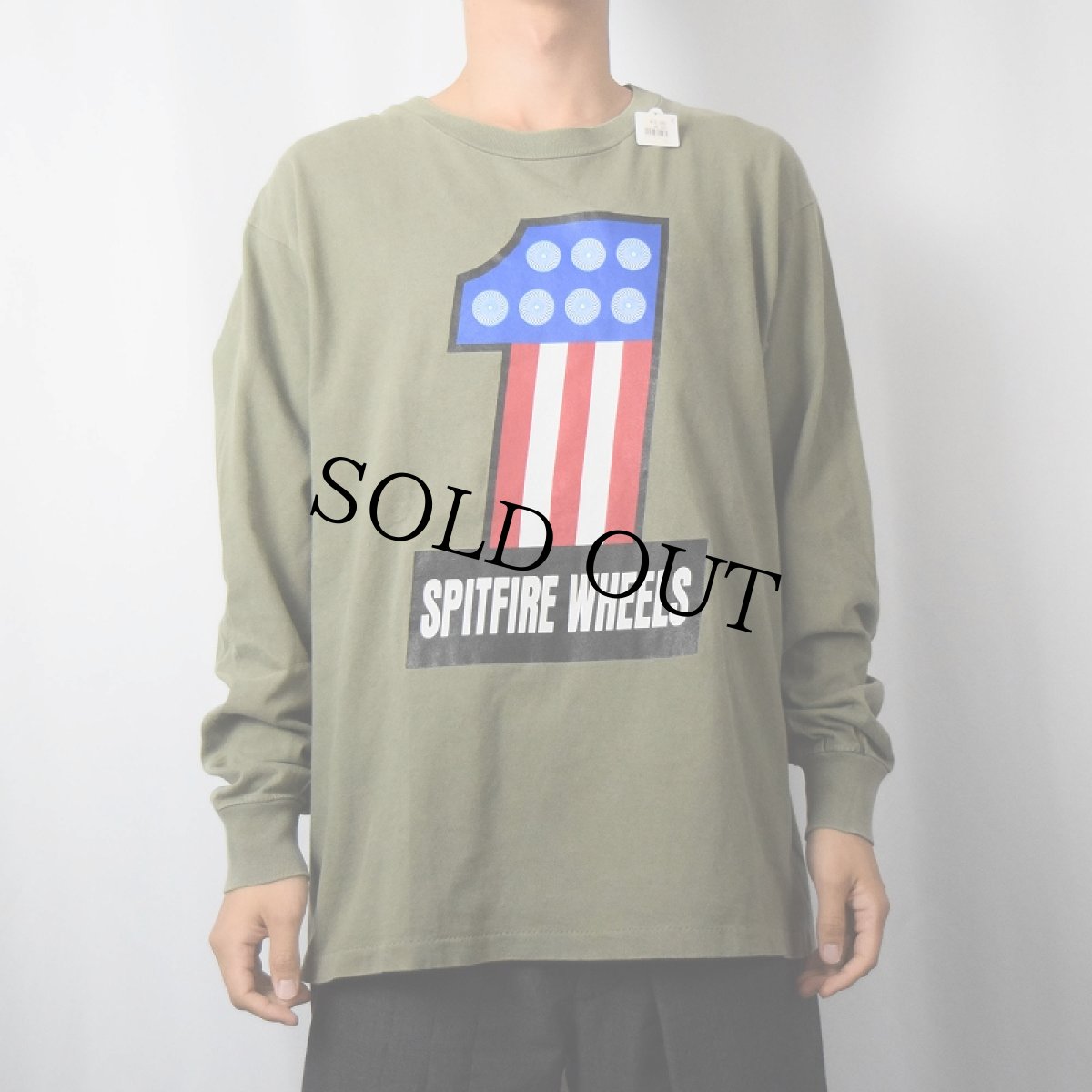 画像2: 90's SPITFORE WHEELS USA製 "1" スケートブランドロンT L (2)