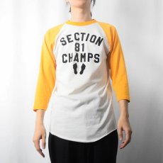 画像3: 70〜80's sportswear USA製 "SECTION 81 CHAMPS" フロッキープリントラグランTシャツ L (3)