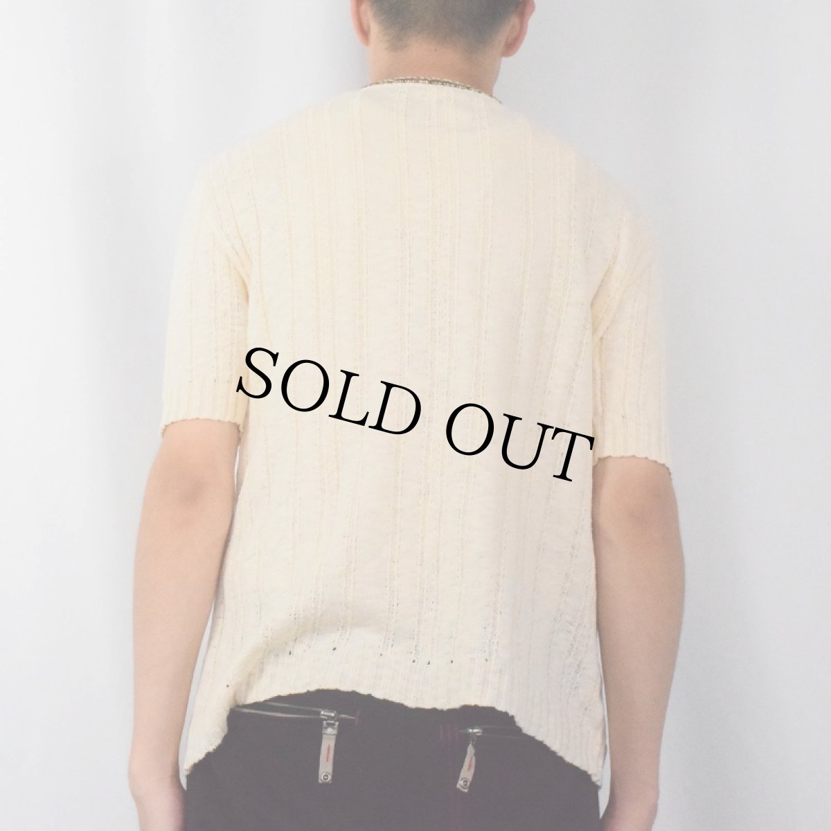 画像3: コットン×リネン ヘンリーネック 半袖サマーニットセーター (3)