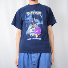 画像2: 【SALE】 90's〜 POKEMON "Gotta catch'em all !" キャラクタープリントTシャツ NAVY YOUTH XL (2)