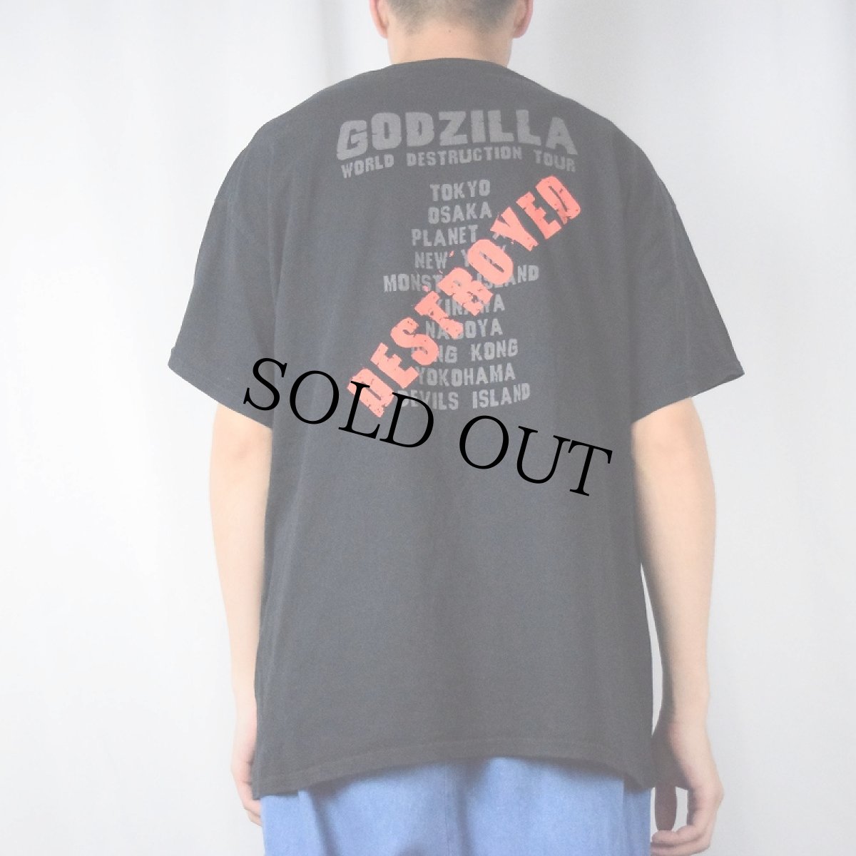 画像4: 2000's GODZILLA "WORLD DESTRUCTION TOUR" キャラクタープリントTシャツ BLACK (4)