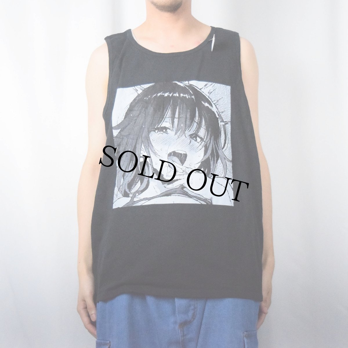 画像2: アニメキャラクター プリントタンクトップ BLACK XL (2)