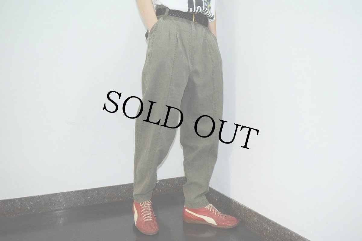 画像3: 80〜90's TOGETHER! サイドベルト付き コットン×リネン デザインパンツ W31 (3)
