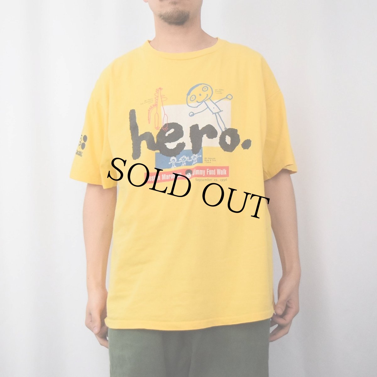 画像2: 90's Boston Marathon "hero." イラストプリントTシャツ XL (2)