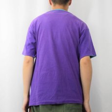 画像3: 90's FRUIT OF THE LOOM USA製 無地 レイヤードデザインTシャツ PURPLE×GREEN L (3)
