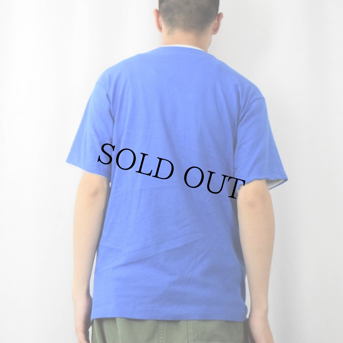 画像3: 90's FRUIT OF THE LOOM USA製 無地 レイヤードデザインTシャツ BLUE×GRAY M (3)