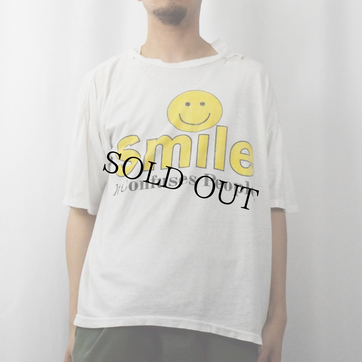 画像2: 90's "Smile It Confuses People !" スマイルプリントTシャツ (2)