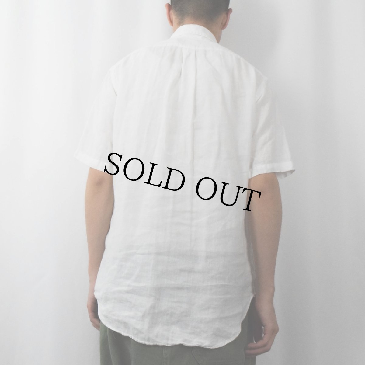 画像3: Ralph Lauren "CLASSIC FIT" ロゴ刺繍 リネンボタンダウンシャツ M (3)