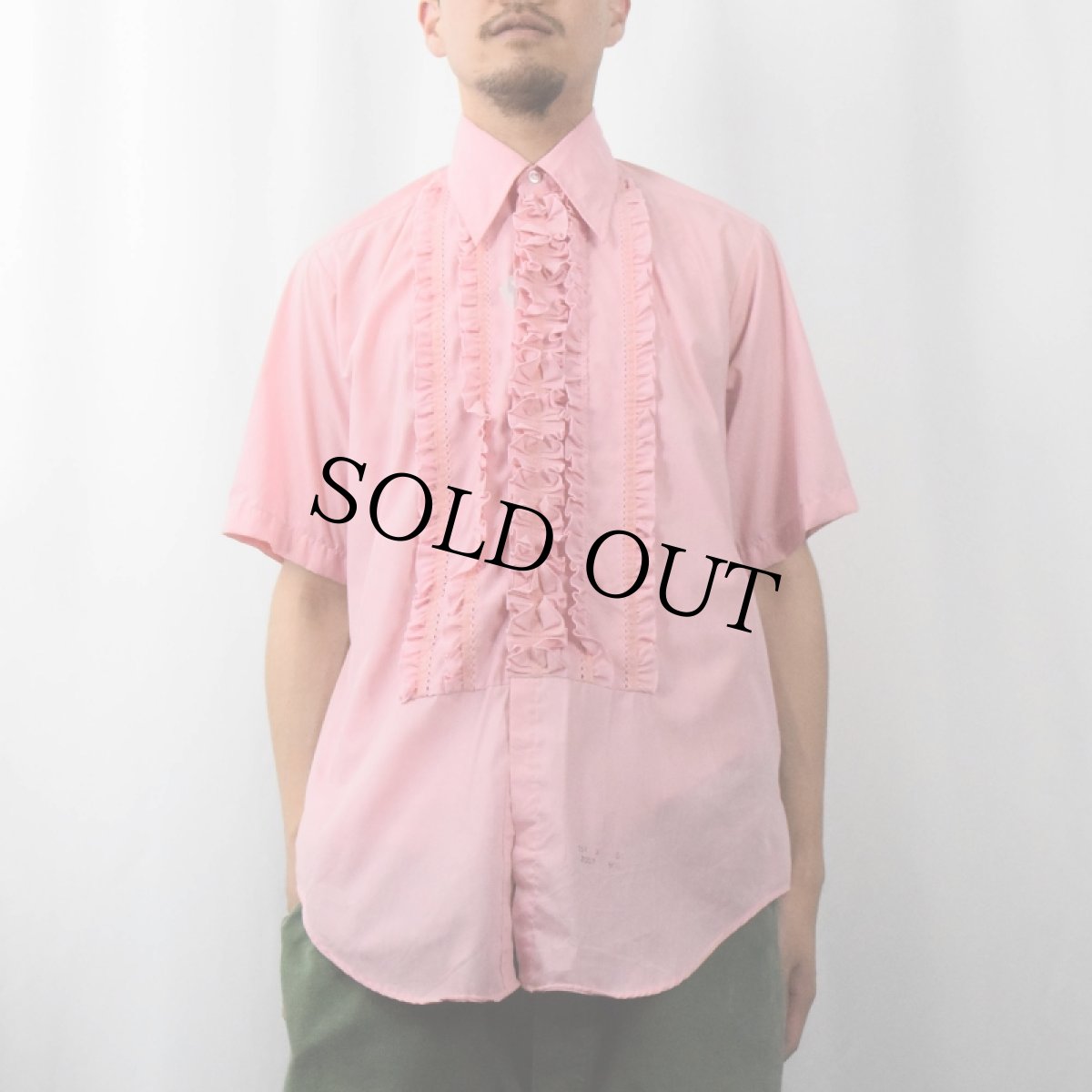 画像2: 70's Delton フリルデザイン コットンポリシャツ 15 1/2 33 (2)