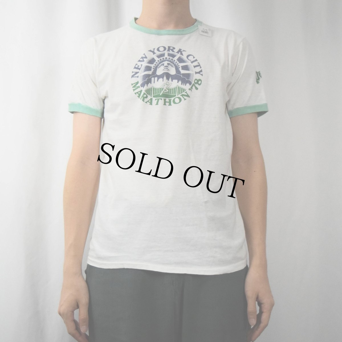 画像2: 70's Perrier "NEW YORK CITY MARATHON '78" プリントリンガーTシャツ (2)
