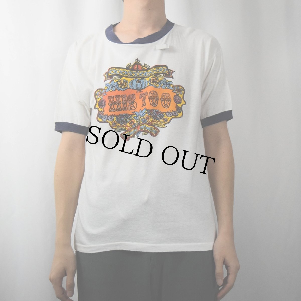 画像2: 70〜80's Sportswear "HIS TOO" プリントリンガーTシャツ L (2)
