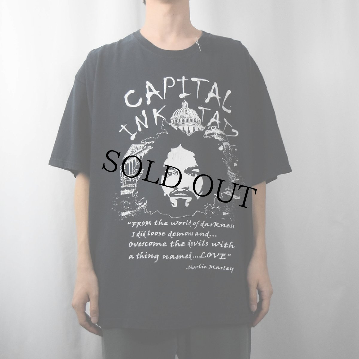 画像3: Charles Manson "CAPITAL INK TAT2" カルト指導者プリント タトゥーショップTシャツ BLACK 2XL (3)