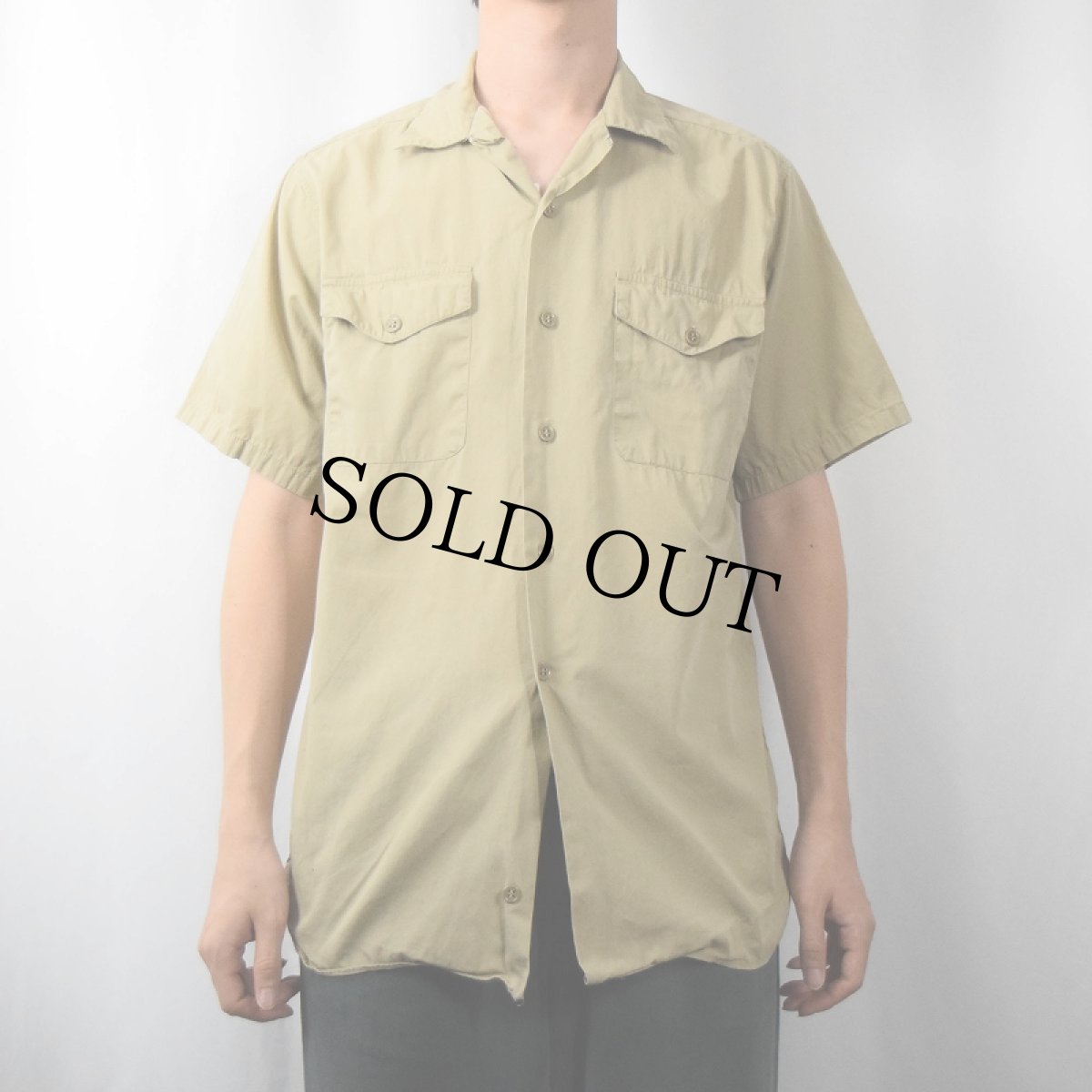 画像2: 60's CREIGHTON USA製 マチ付き コットンオープンカラーシャツ M (2)