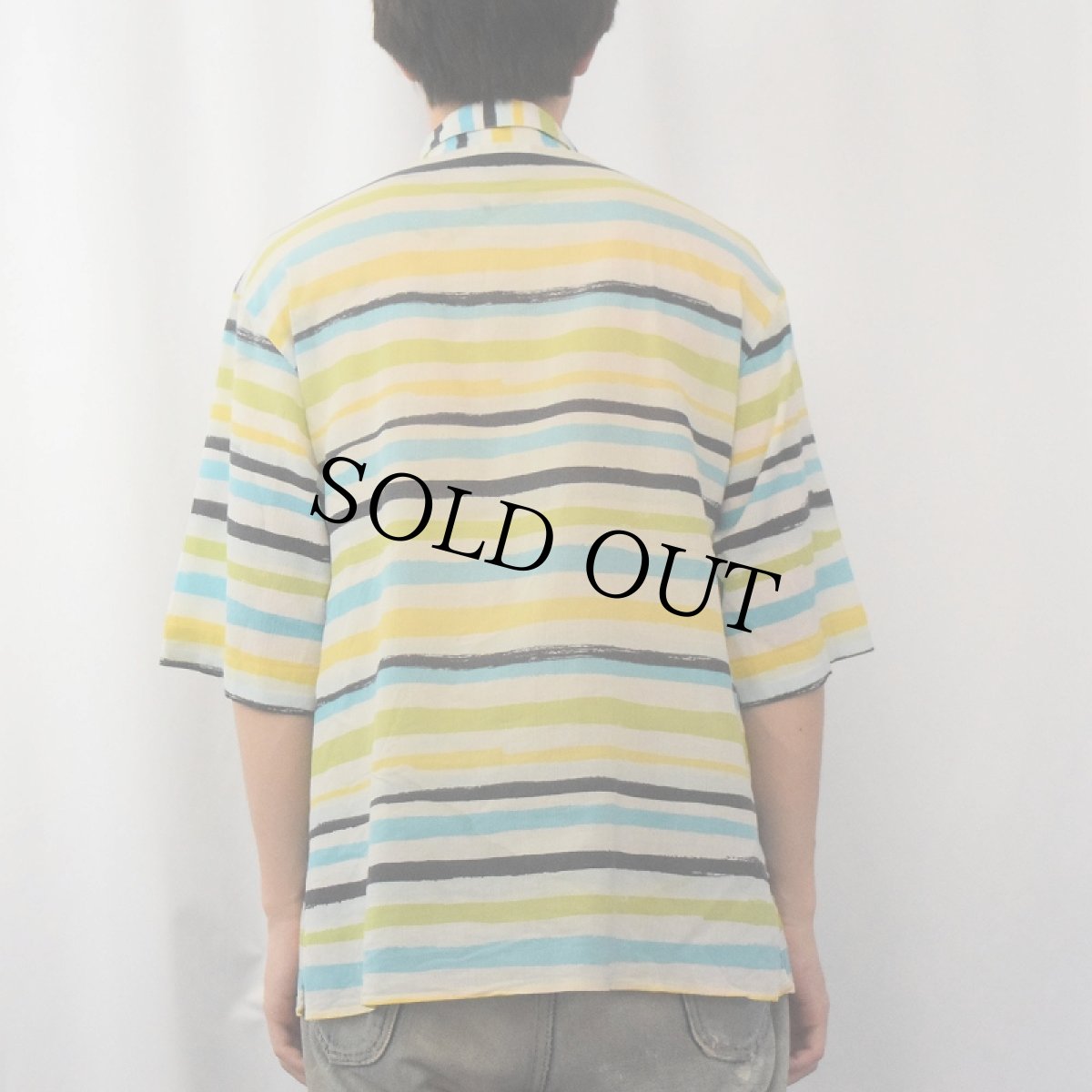 画像4: 80's agnes b. homme PARIS FRANCE製 マルチボーダー柄 プルオーバーシャツ SIZE44 (4)