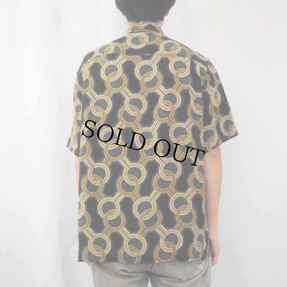 画像3: 90's PERRY ELLIS 総柄 シルクシャツ M (3)