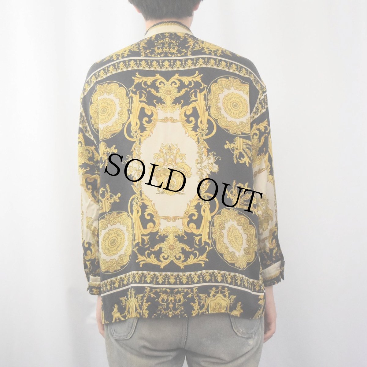 画像4: 90's〜 NOVIN スカーフ柄 シルクシャツ S (4)