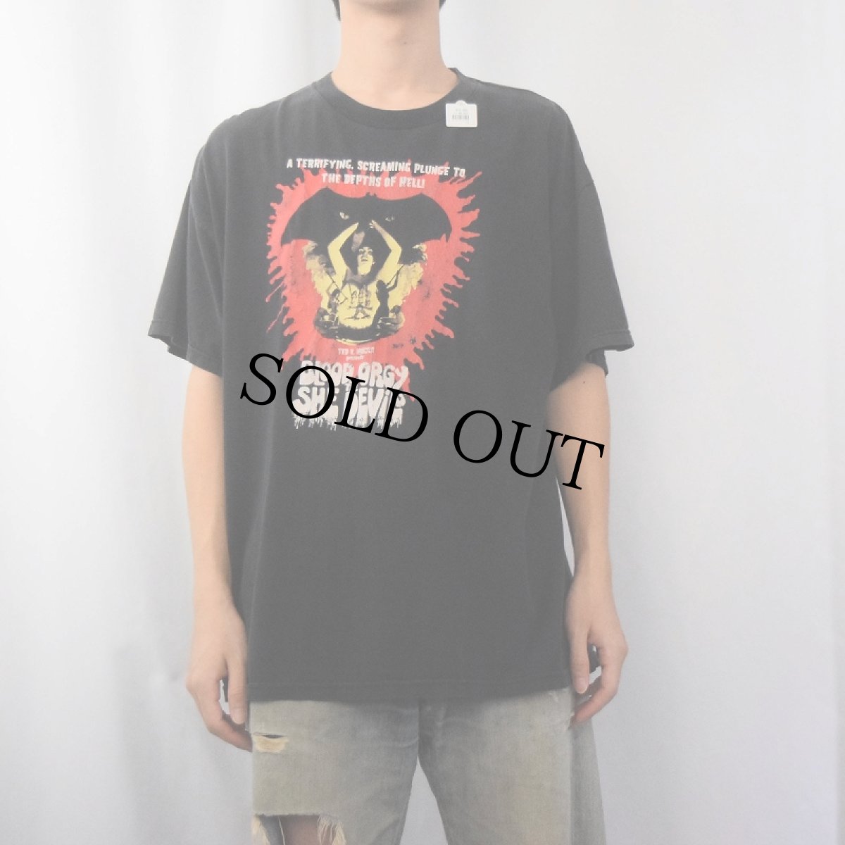 画像2: "Blood Orgy of the She-Devils" ホラー映画プリントTシャツ BLACK XL (2)