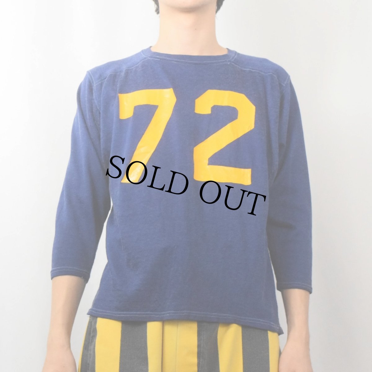 画像3: 60〜70's "72" ラバープリントフットボールTシャツ NAVY 36 (3)