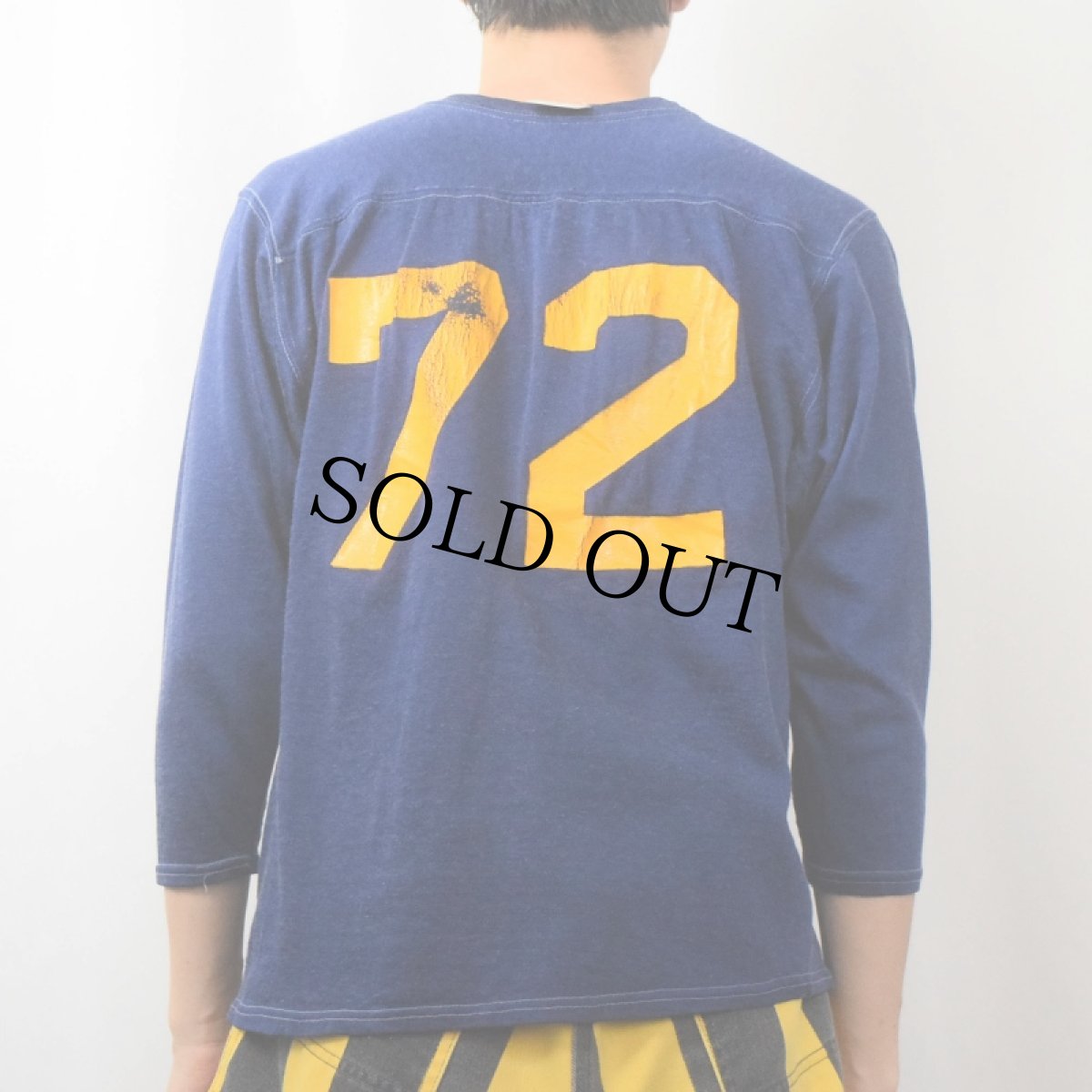 画像4: 60〜70's "72" ラバープリントフットボールTシャツ NAVY 36 (4)