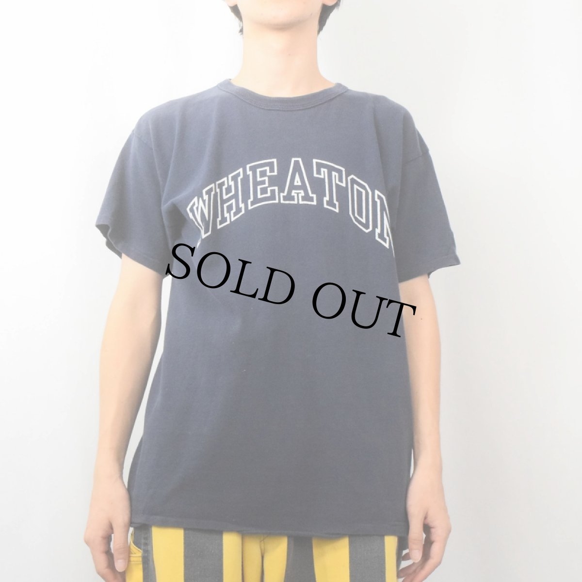 画像2: 90's Champion USA製 "WHEATON" プリントTシャツ NAVY L (2)