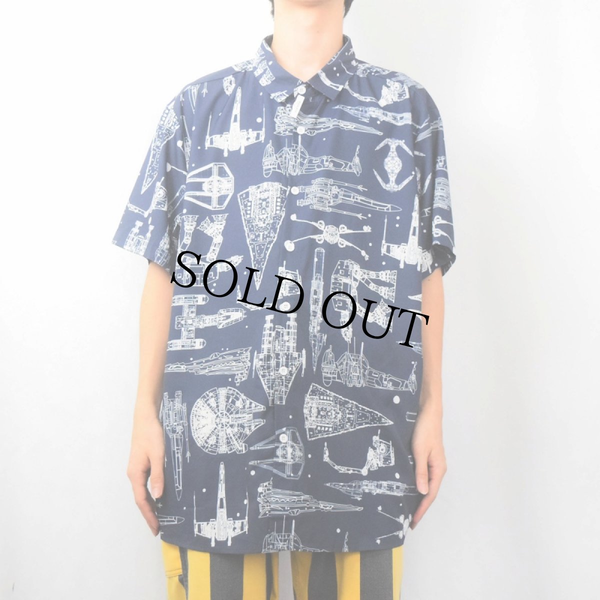 画像3: STAR WARS 宇宙船柄 シャツ NAVY 2XL (3)