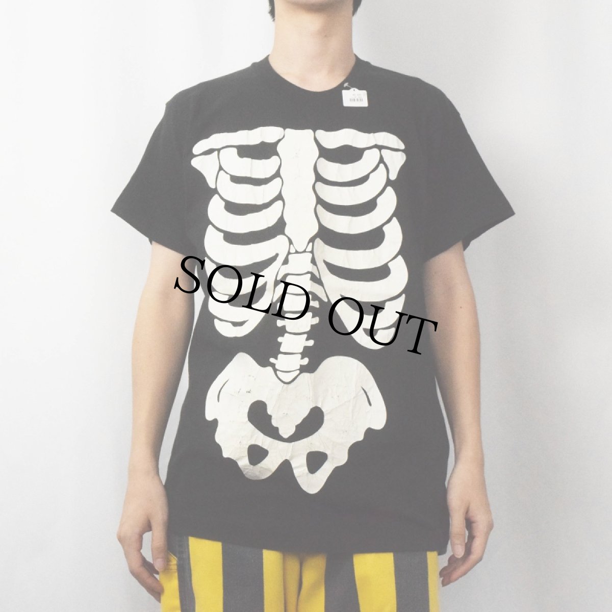 画像2: 80〜90's USA製 人体骨格騙し絵 プリントTシャツ BLACK XL (2)
