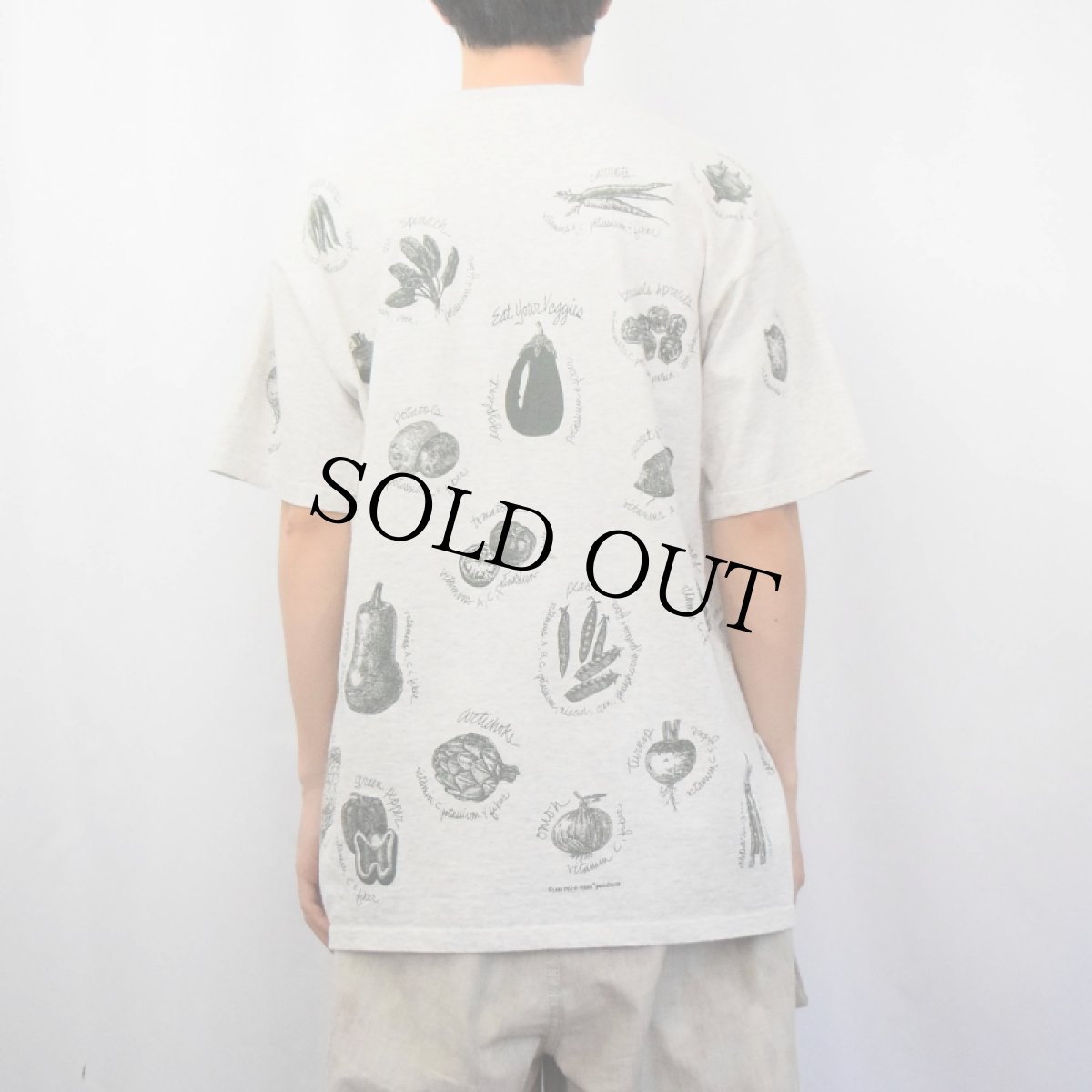画像3: 90's rel-e-vant products USA製 野菜プリントTシャツ L (3)