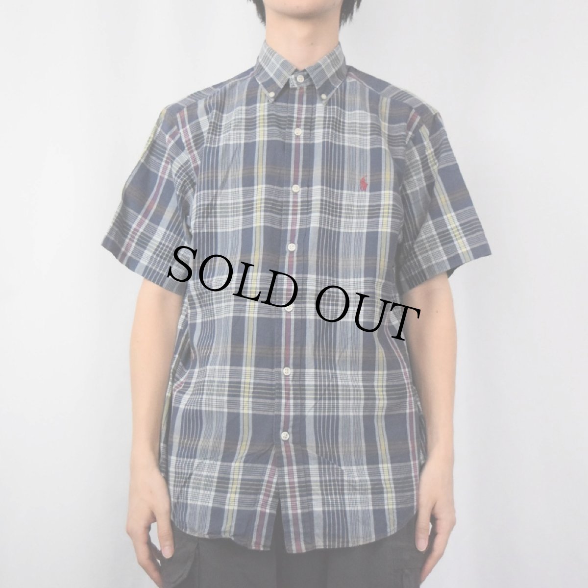 画像2: POLO Ralph Lauren インディアンマドラスチェック柄 コットンボタンダウンシャツ M (2)