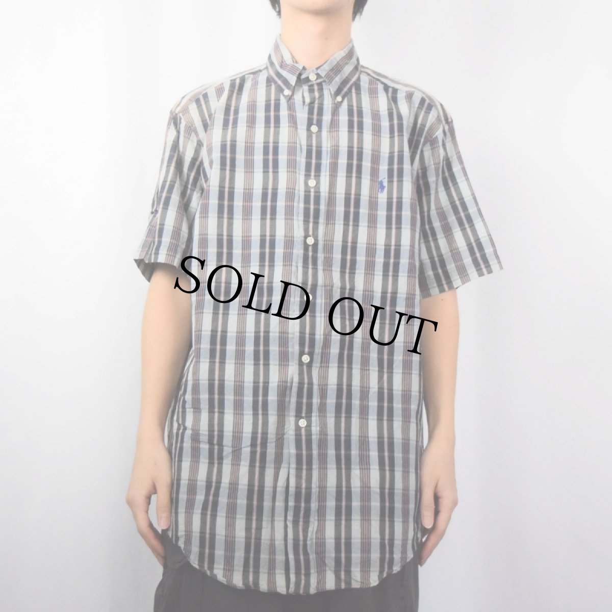 画像2: Ralph Lauren "CLASSIC FIT" インディアンマドラスチェック柄 コットンボタンダウンシャツ M (2)