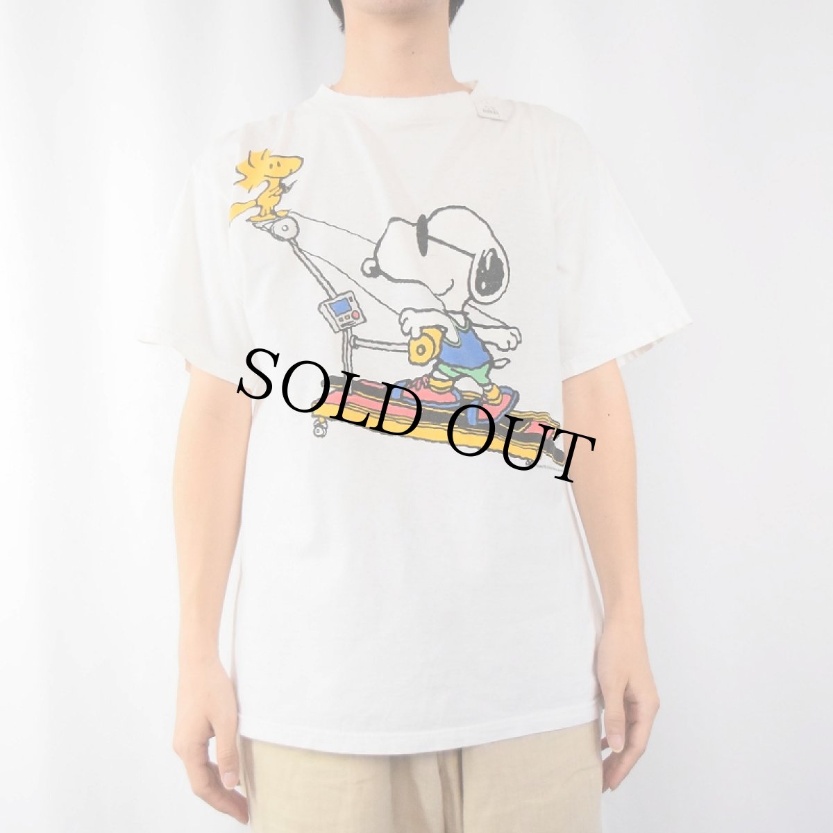 画像2: 90's PEANUTS by design "SNOPPY&WOODSTOCK " キャラクタープリントTシャツ L (2)
